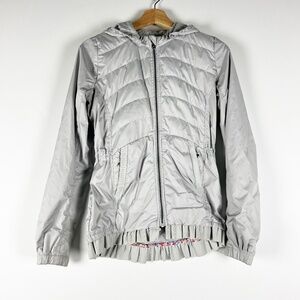 Lululemon Spring Fling Puffy Windbreaker Full Zip Hooded Jacket Silver Spoon S